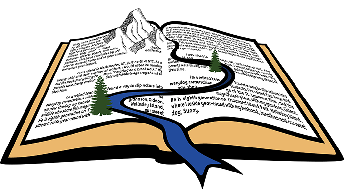 logo book with river trees mountains